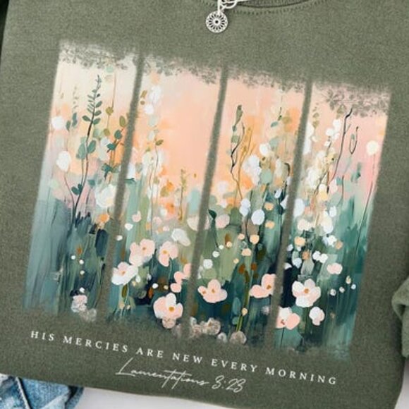 Christian Sweatshirt ,His Mercies Are New Every Morning, Bible Verse Sweatshirt - Picture 2 of 5